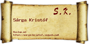 Sárga Kristóf névjegykártya