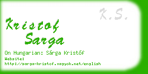 kristof sarga business card